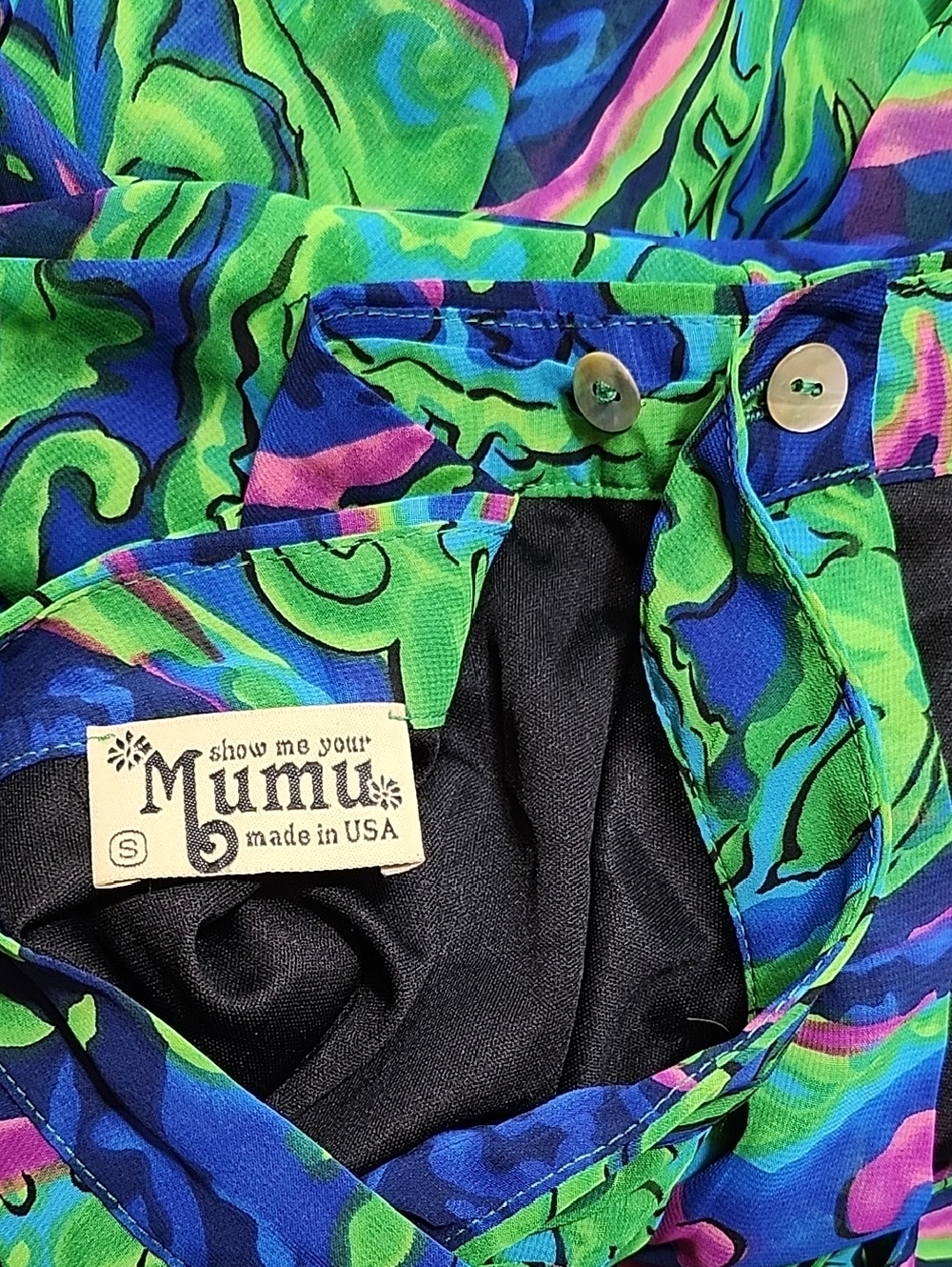 Show Me Your Mumu Vibrant Green & Blue Paisley Maxi Wrap Skirt size Small - Picture 16 of 16